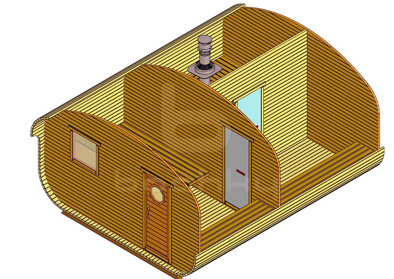 Баня-квадро-овалбочка «4×5.0» три помещения