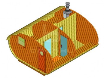 Баня-овалбочка «4×4.5» четыре помещения
