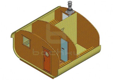 Баня-квадро-овалбочка «4×4» три помещения