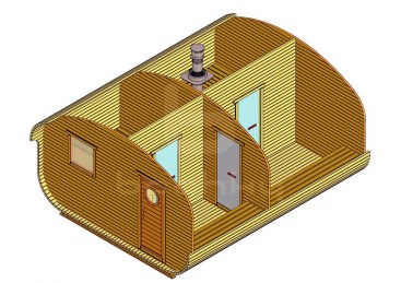 Баня-квадро-овалбочка «4×5.0» четыре помещения