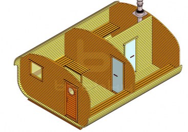 Баня-квадро-овалбочка «4×5.5» три помещения