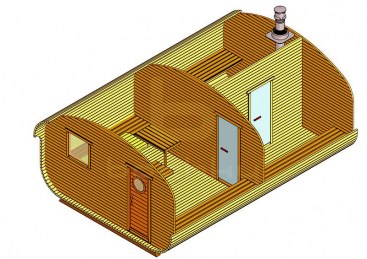 Баня-квадро-овалбочка «4×6.0» три помещения