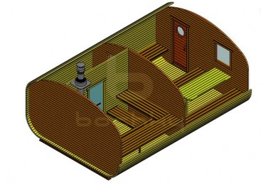 Баня-квадро-овалбочка «4×6.0» три помещения